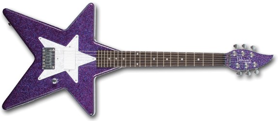 a picture of the Daisy Rock Debutante Star guitar in 'Cosmic Purple'