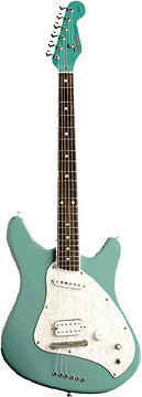a picture of a Surf Green Fender Venus guitar