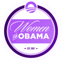 a 'Women for Obama' button that I purple-ized for my page